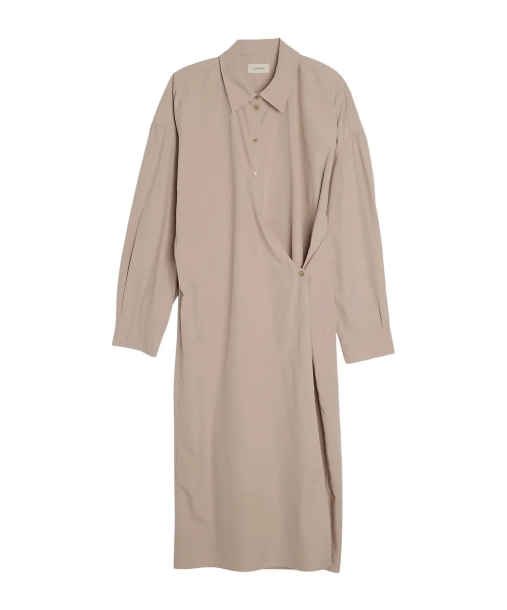 Wrap-Design Mid-Length Shirt Dress