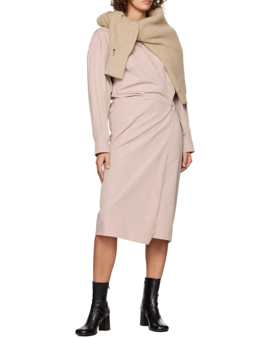 Wrap-Design Mid-Length Shirt Dress