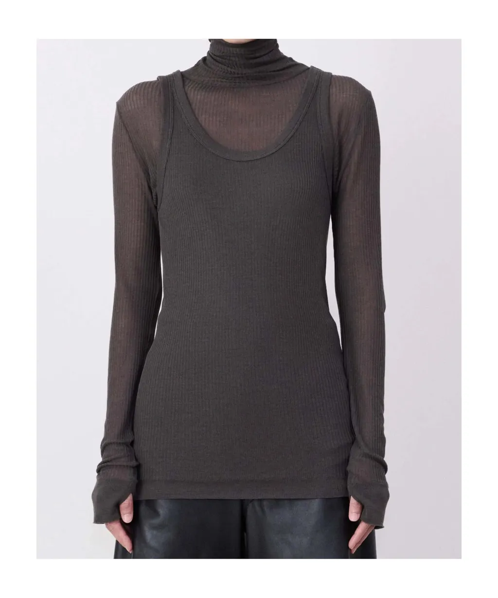 Fine-Ribbed Scoop Neck Tank Top