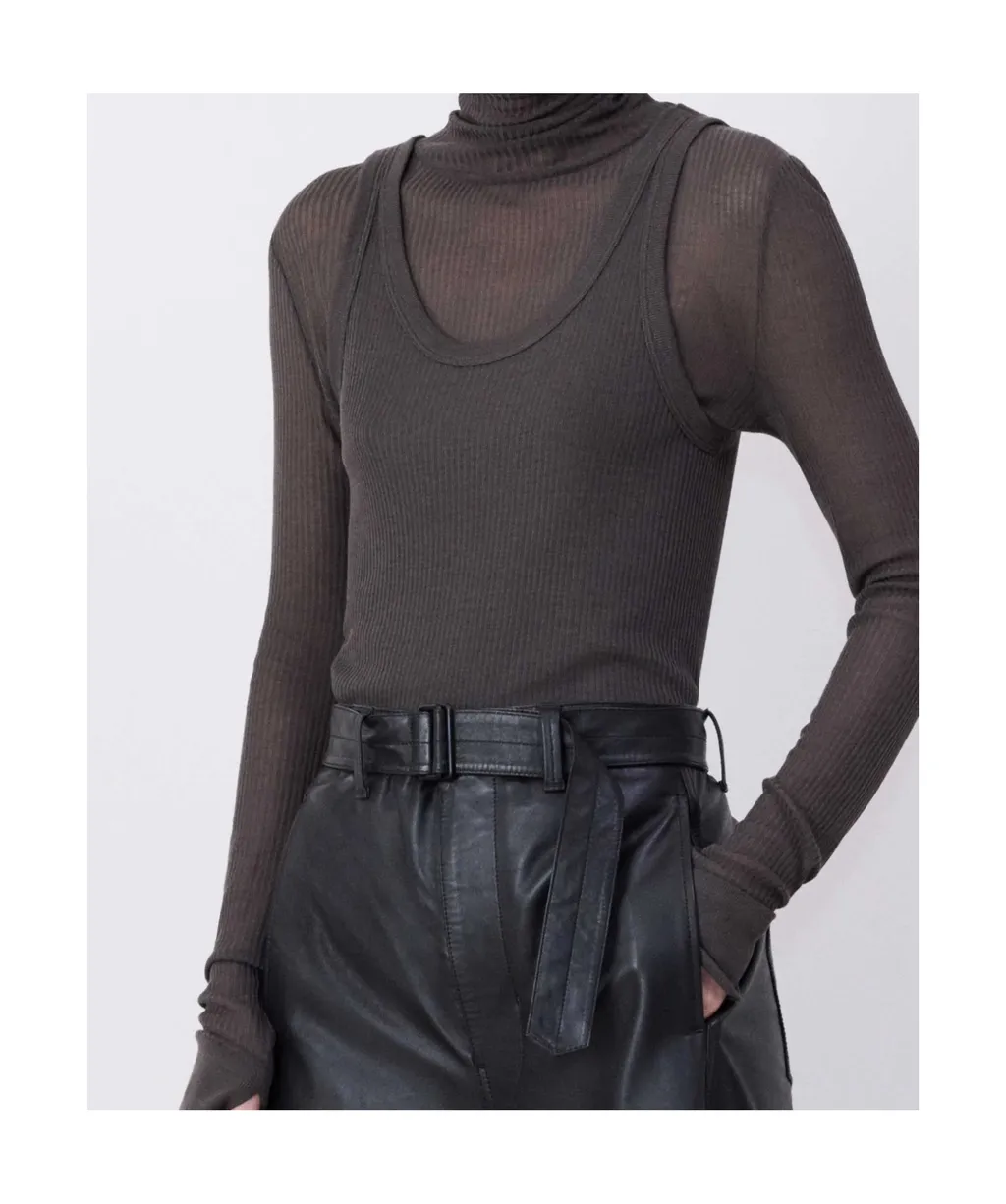 Fine-Ribbed Scoop Neck Tank Top