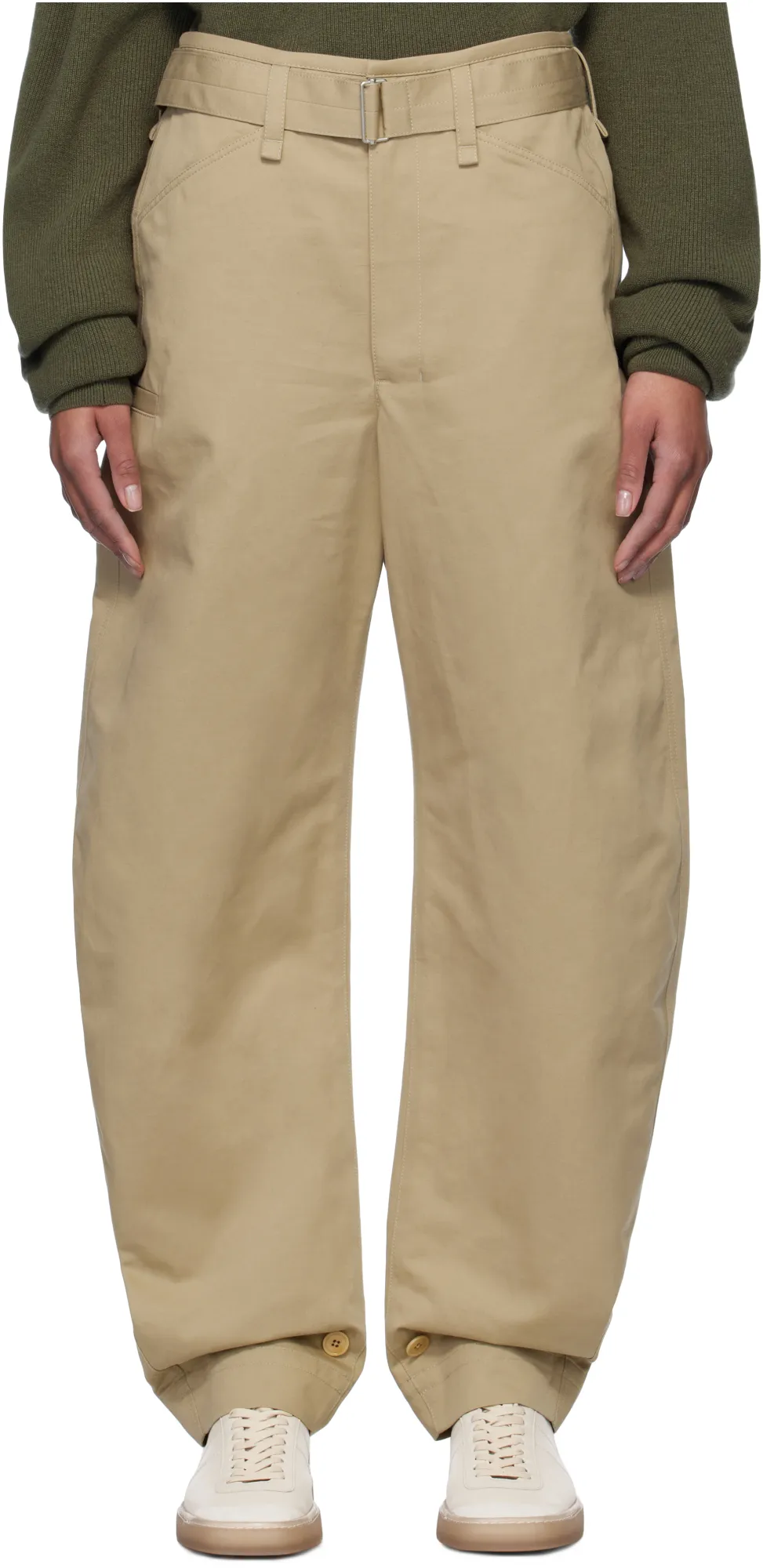 Belted Tapered Leg Trousers