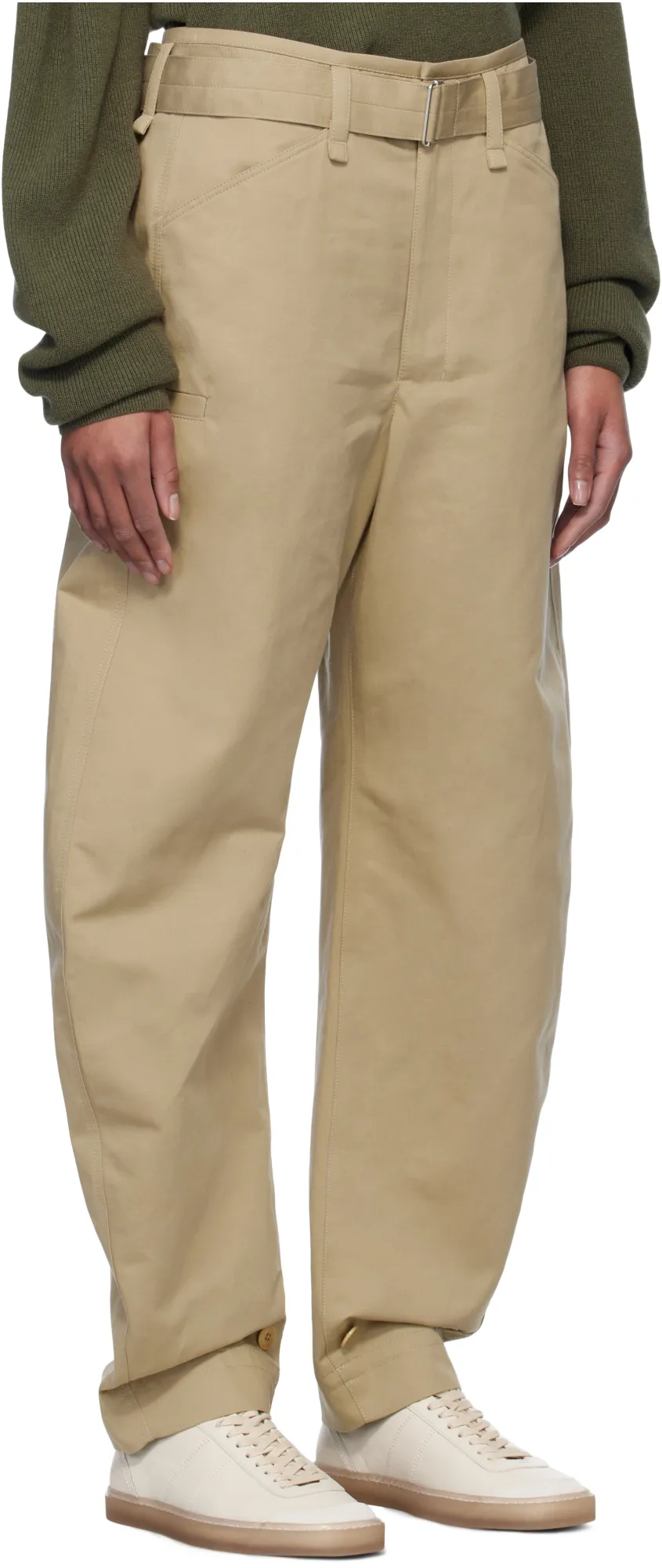 Belted Tapered Leg Trousers