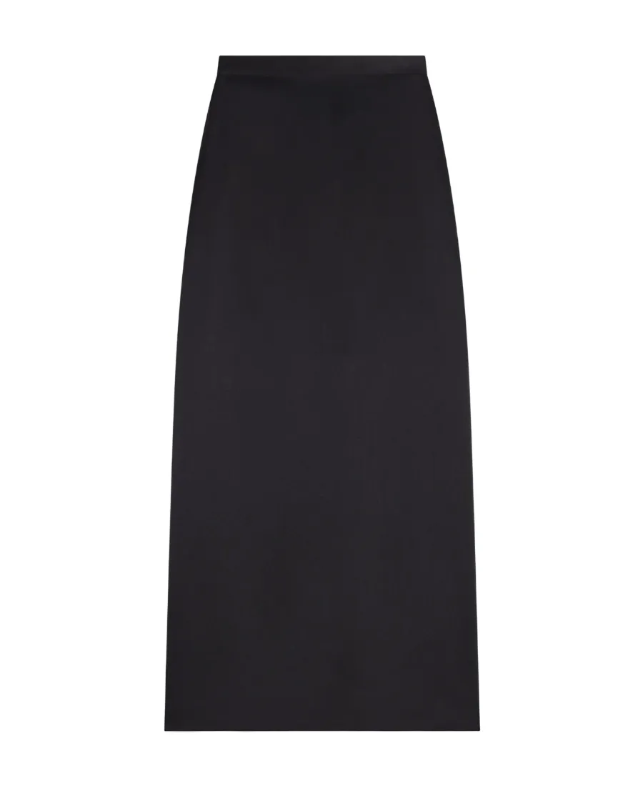 Satin Straight Hem Midi Skirt