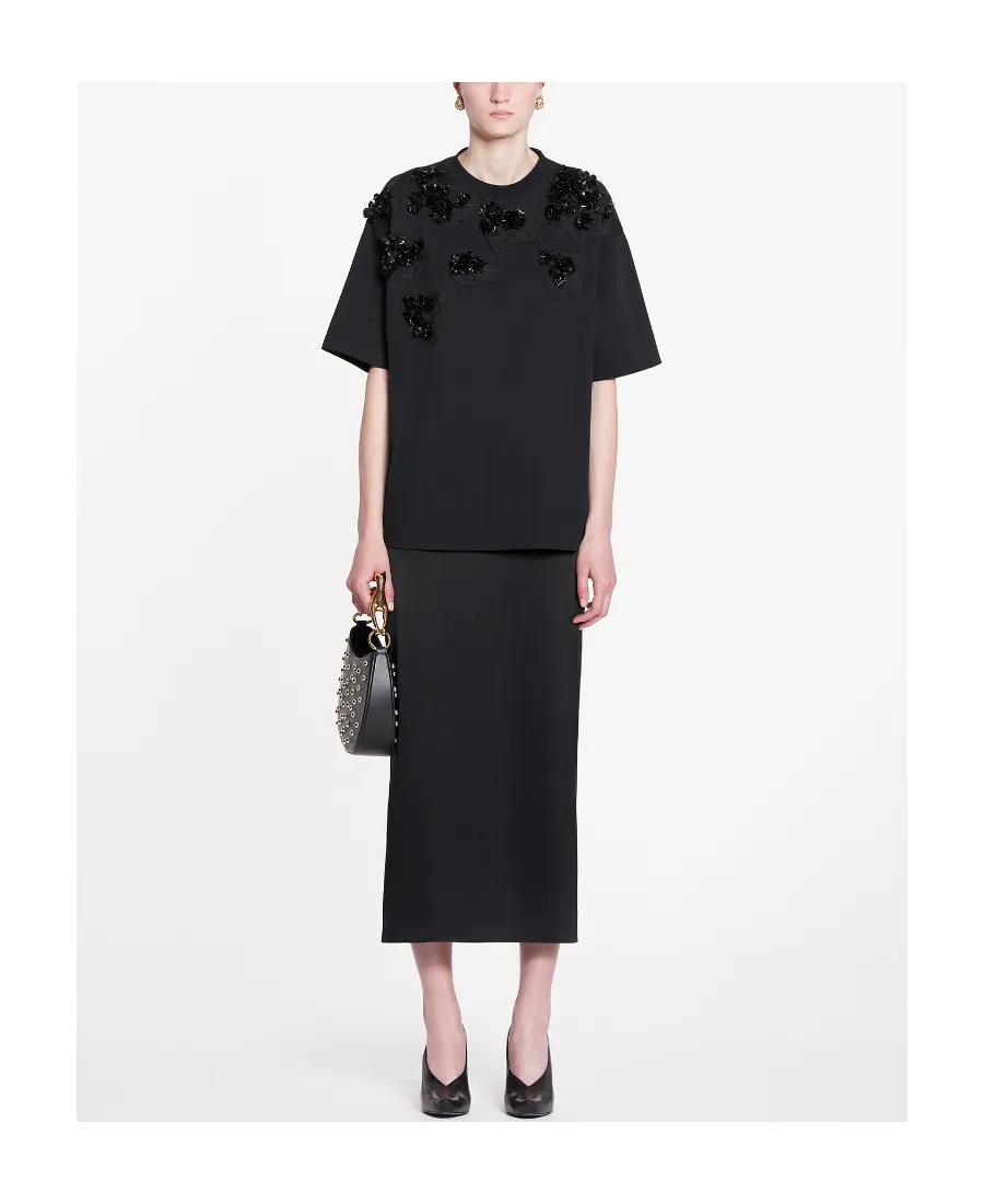 Satin Straight Hem Midi Skirt