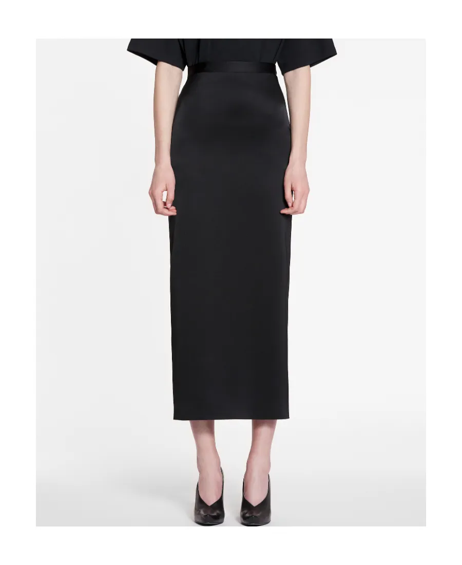 Satin Straight Hem Midi Skirt