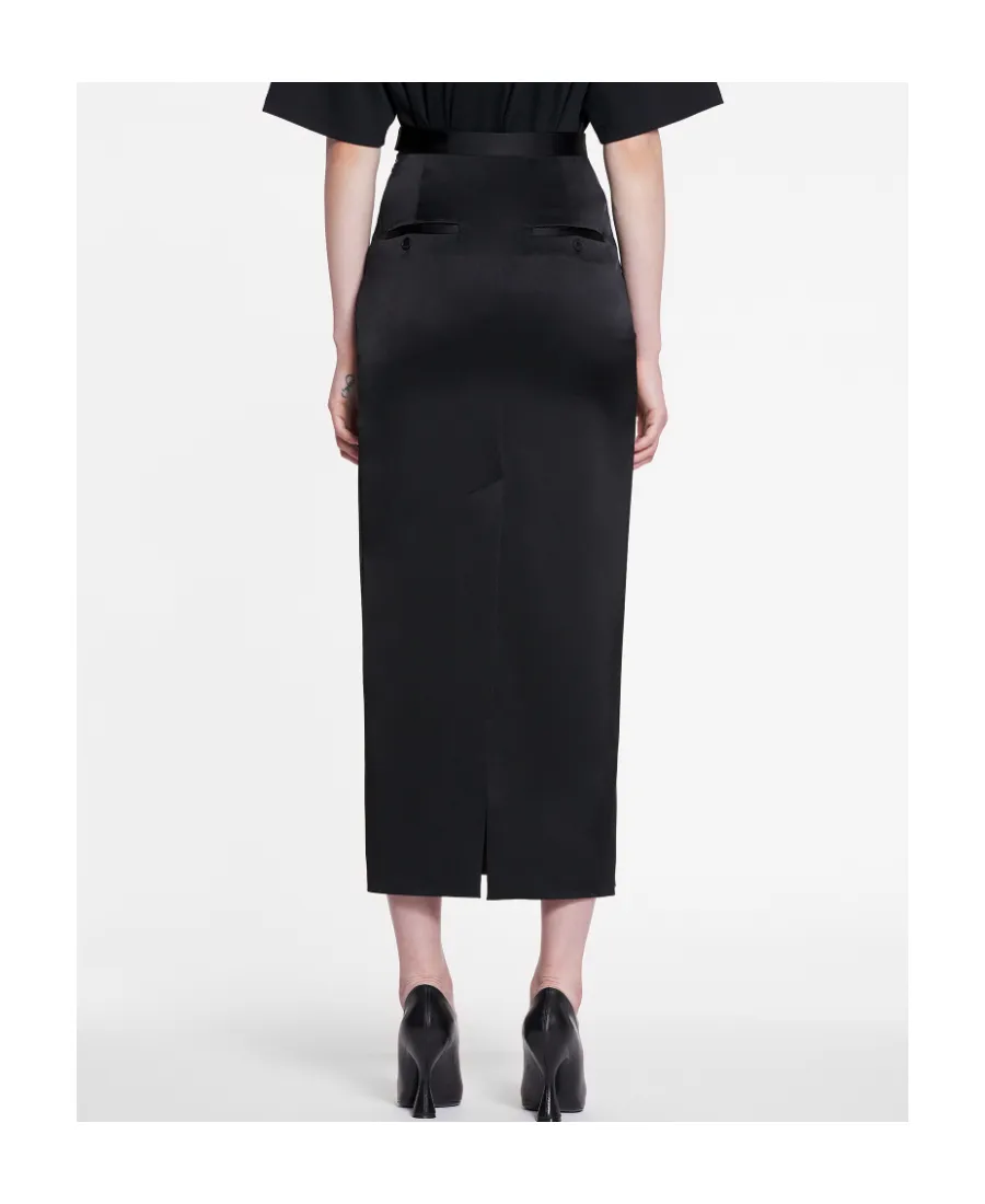Satin Straight Hem Midi Skirt