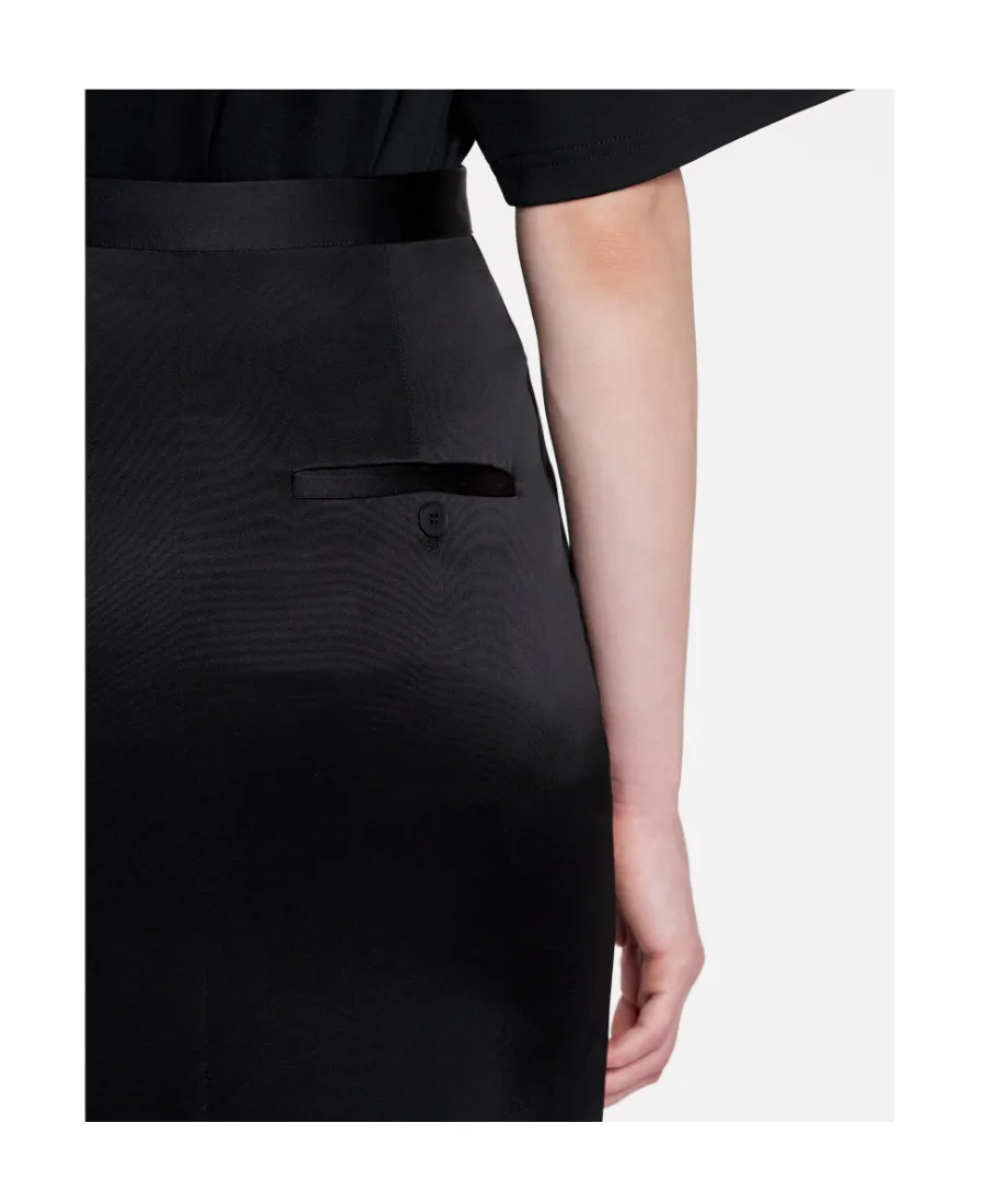 Satin Straight Hem Midi Skirt