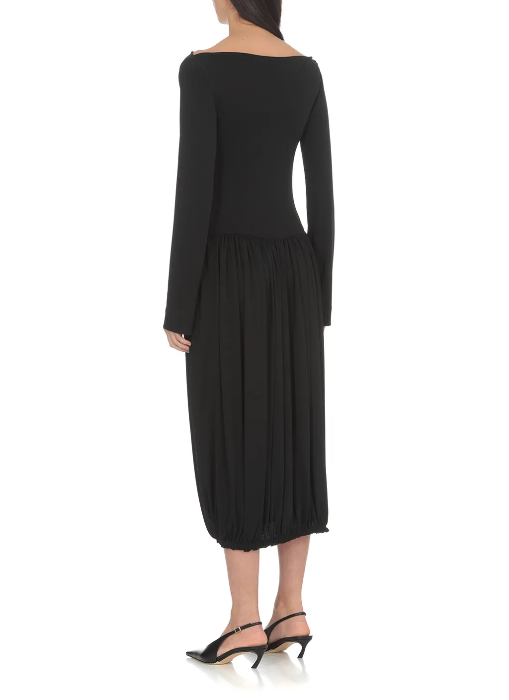 Asymmetric Pleated Midi Dress