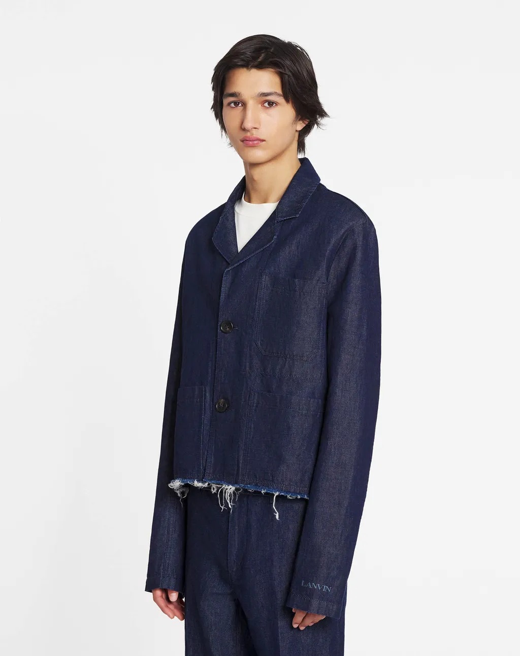Distressed Button-Up Denim Jacket