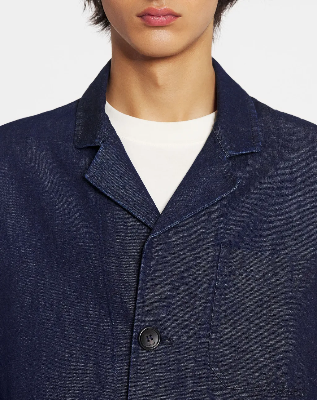 Distressed Button-Up Denim Jacket