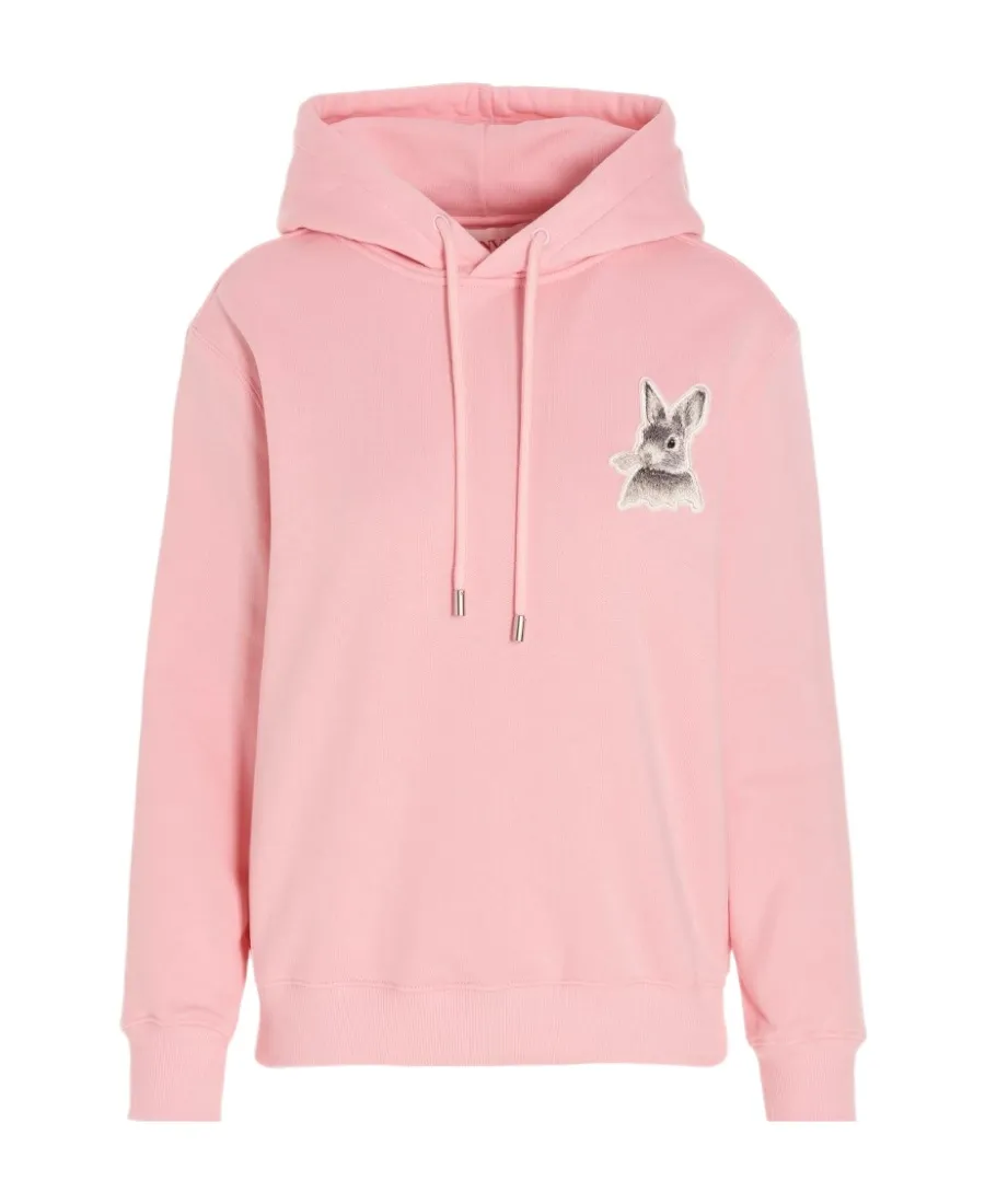 Rabbit-Embroidered Drawstring Hoodie