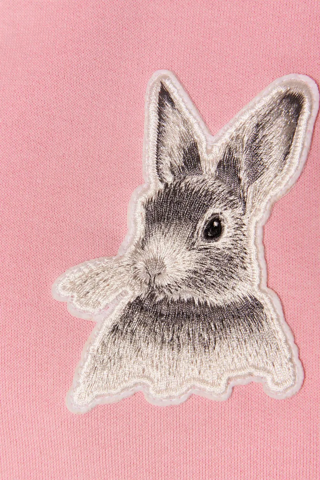 Rabbit-Embroidered Drawstring Hoodie