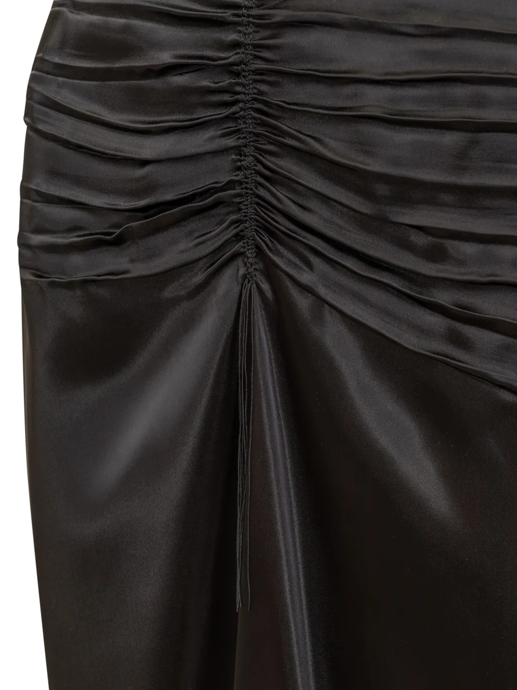 Ruched Satin Midi Skirt