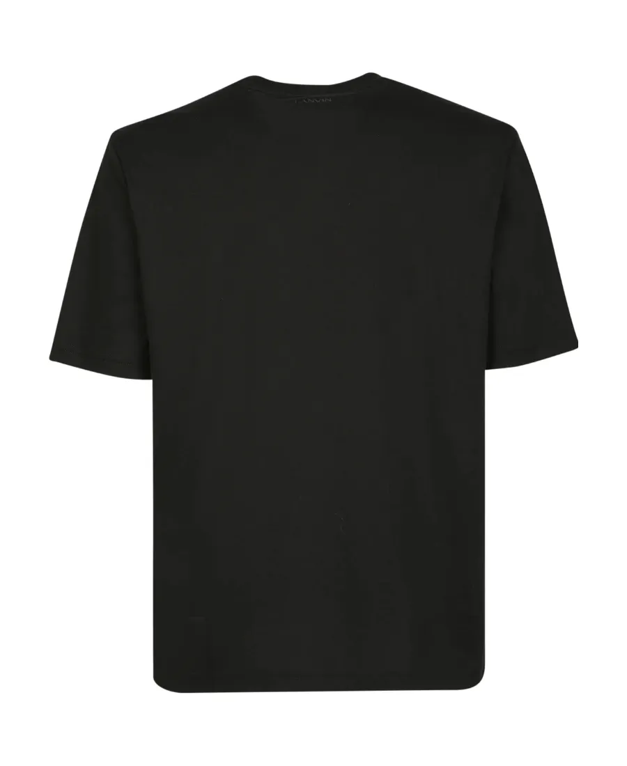 Striped Round Collar Logo Short-Sleeved T-Shirt