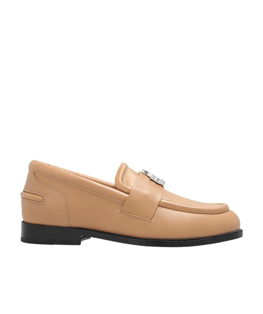 Logo Tag Round Toe Loafers