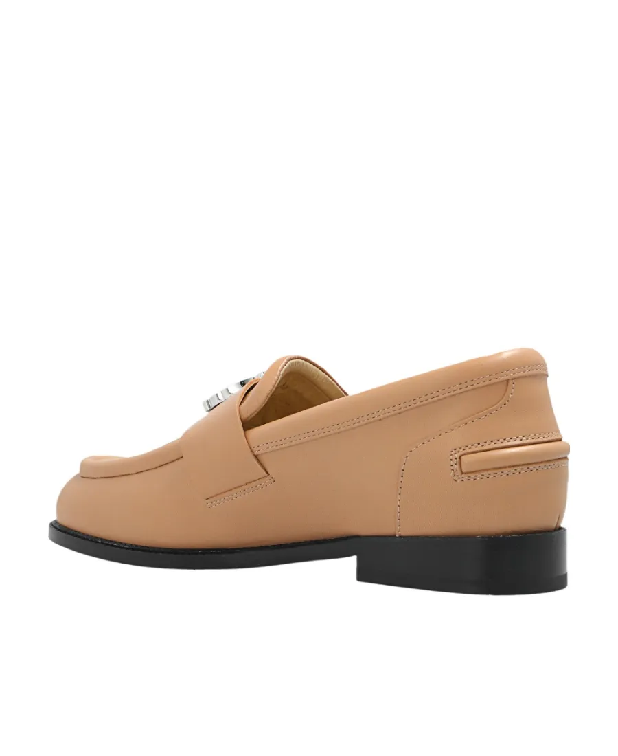 Logo Tag Round Toe Loafers