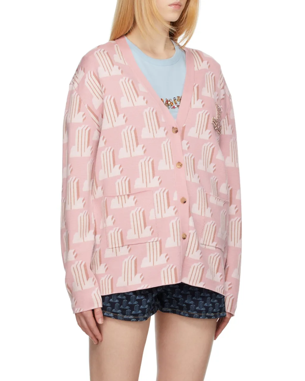 Monogram-Pattern Knitted Cardigan