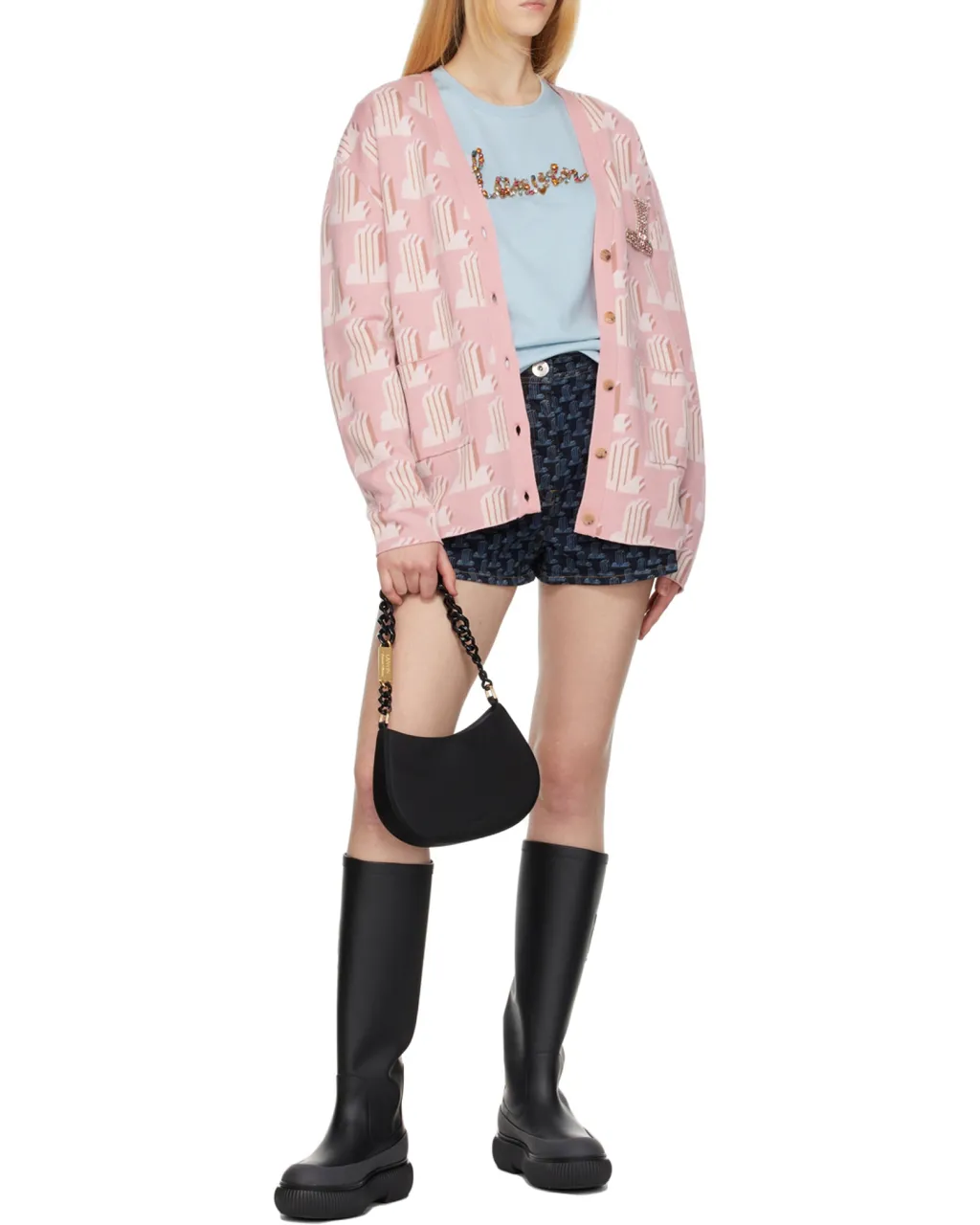 Monogram-Pattern Knitted Cardigan