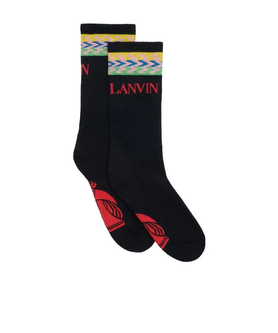 Logo-Knit Zigzag-Edge Socks
