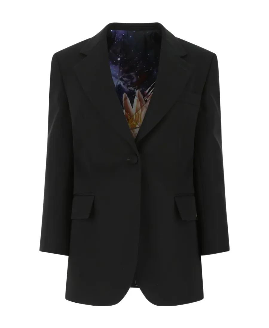 Single Breasted Cropped-Sleeve Blazer