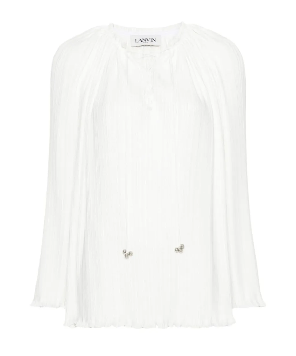 Ruffled Hem Pleated Blouse