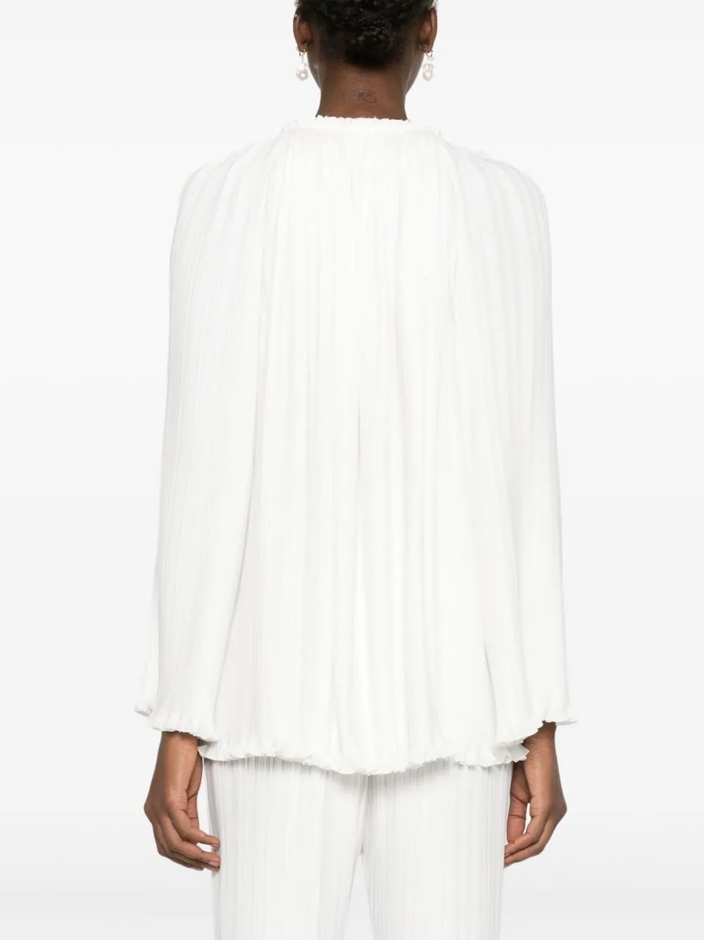 Ruffled Hem Pleated Blouse
