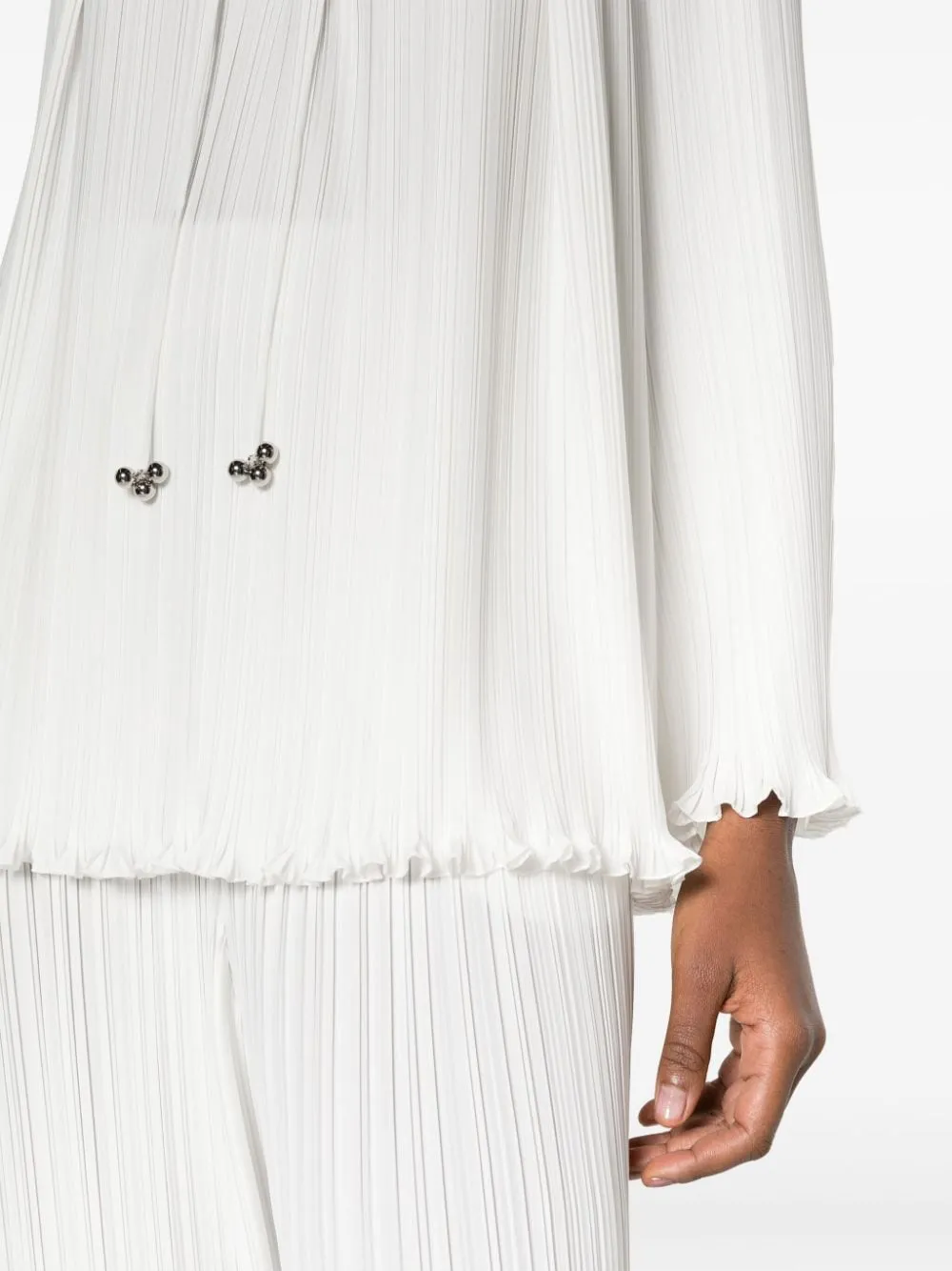 Ruffled Hem Pleated Blouse