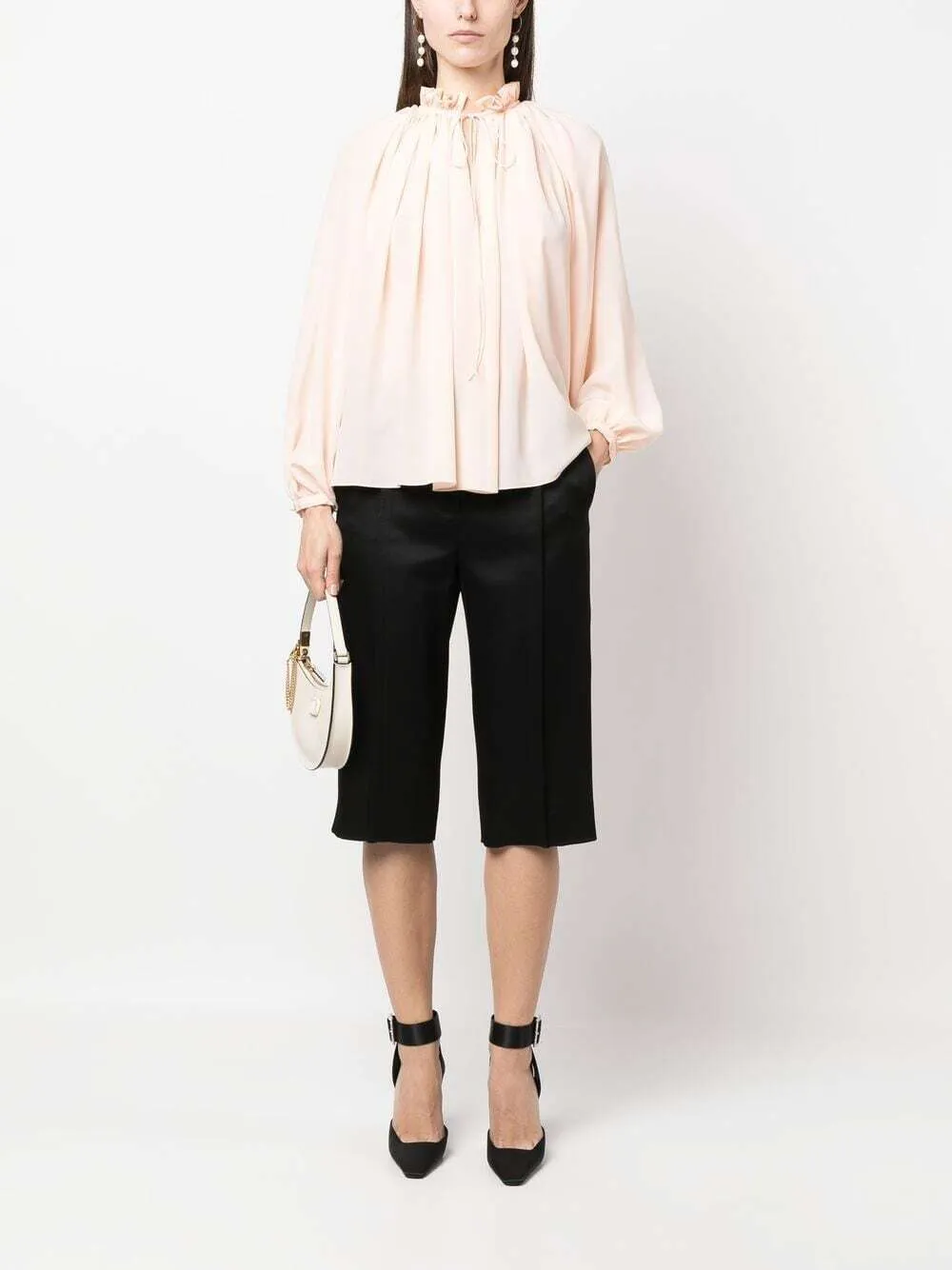 Pleated Long-Sleeved Blouse