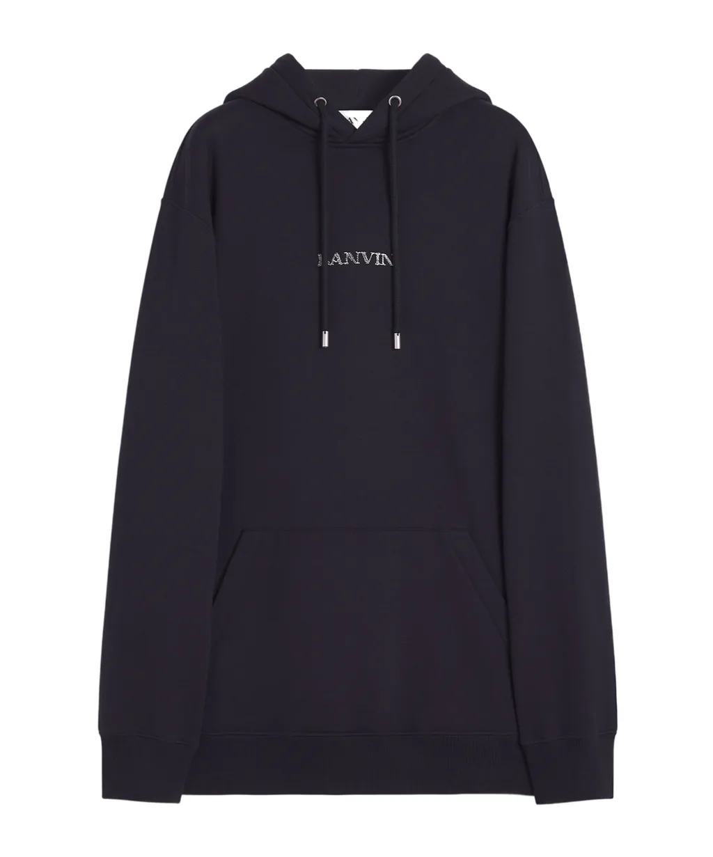 Logo Embroidered Drawstring Hoodie