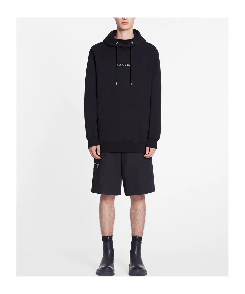 Logo Embroidered Drawstring Hoodie
