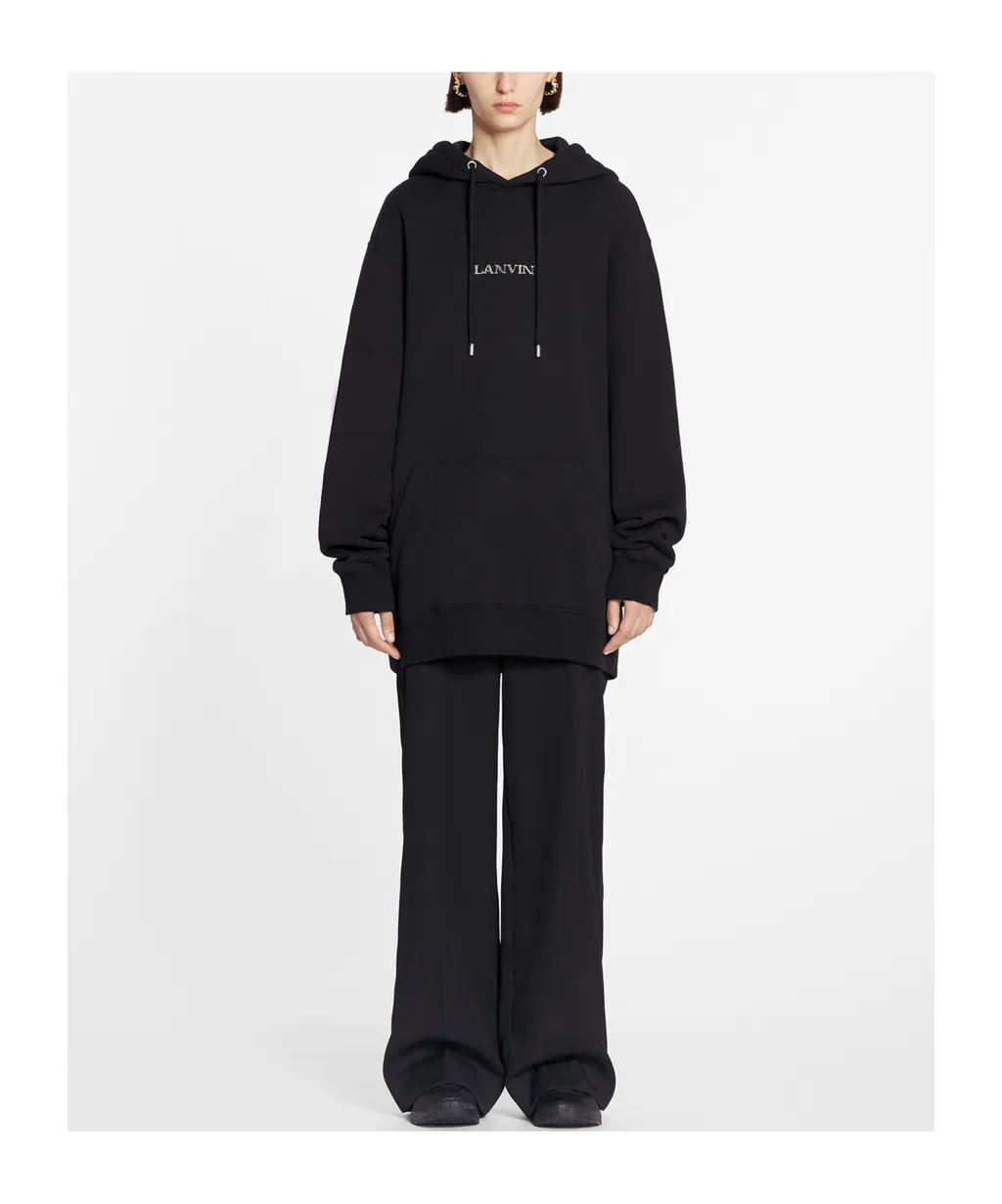 Logo Embroidered Drawstring Hoodie