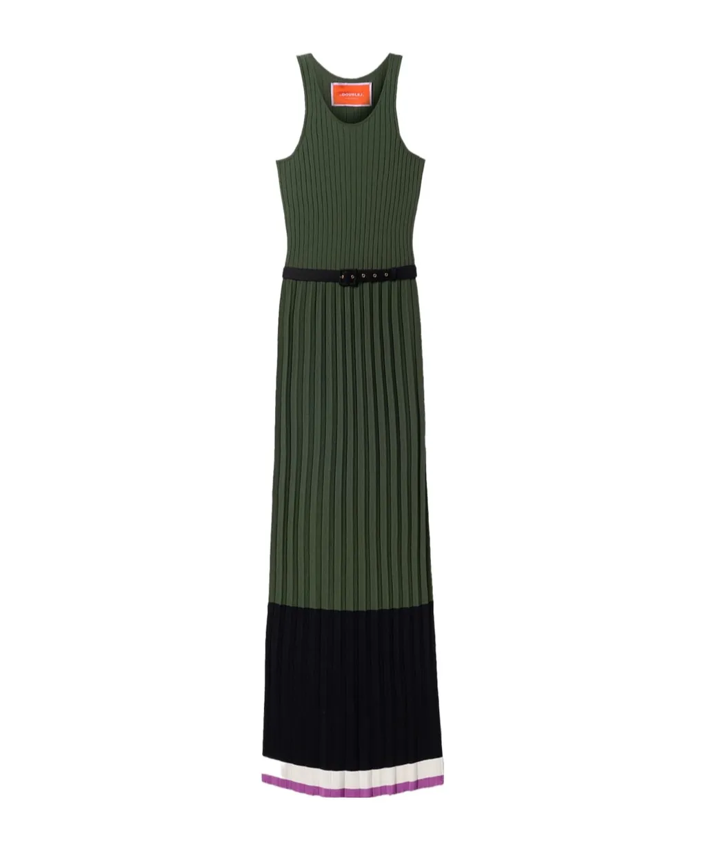 Ribbed Pleated Maxi Dress