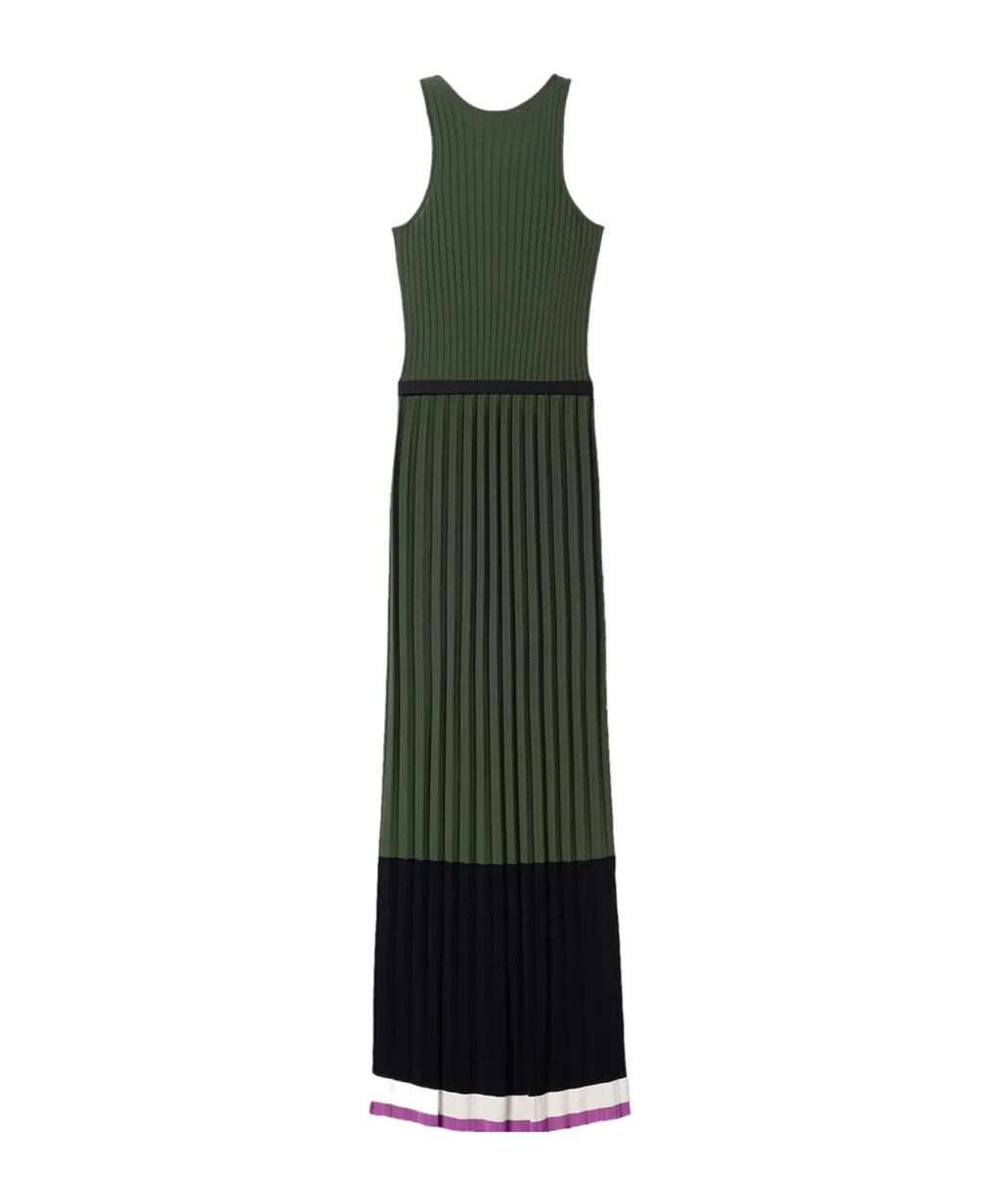 Ribbed Pleated Maxi Dress