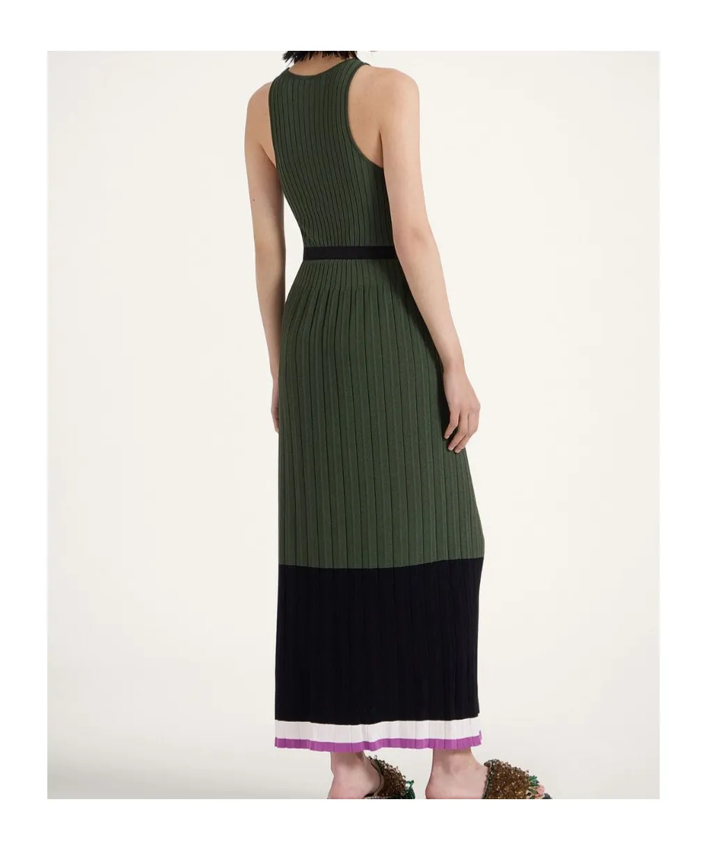 Ribbed Pleated Maxi Dress
