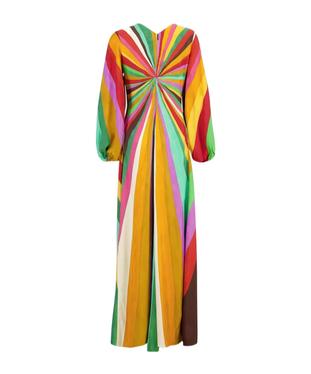 Rainbow-Print Maxi Dress