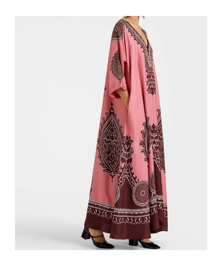 Embroidered V Neck Dress
