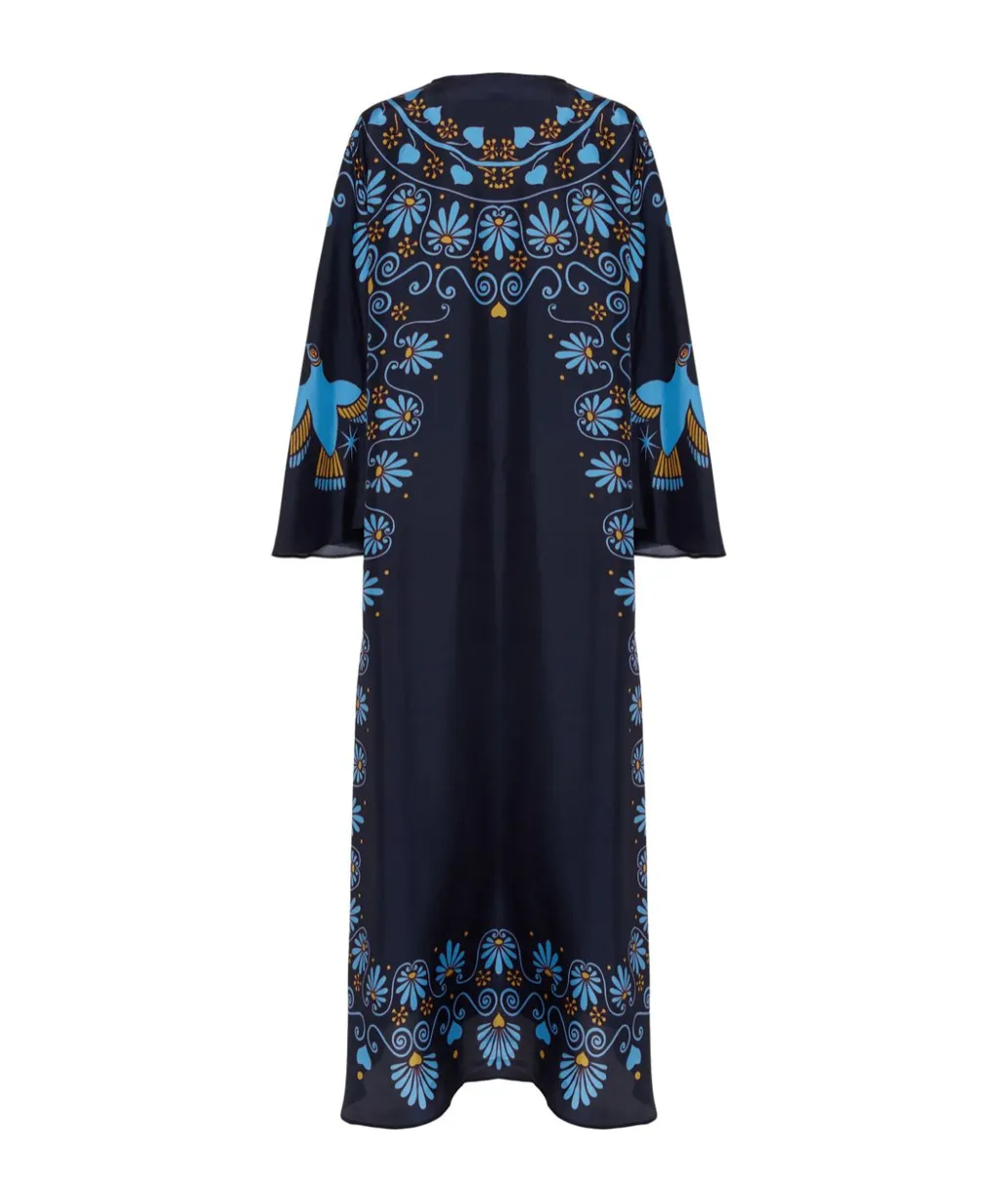 Geometric Print Silk Kaftan