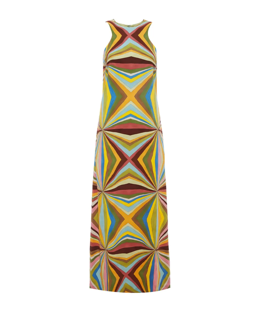 Racer Geometric-Print Maxi Dress