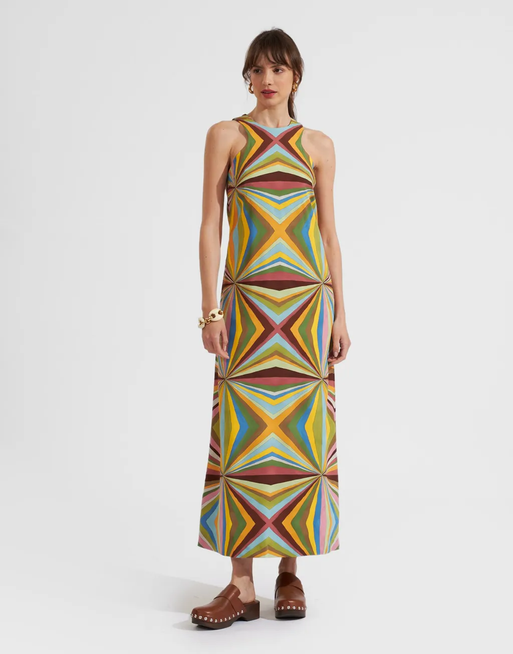 Racer Geometric-Print Maxi Dress