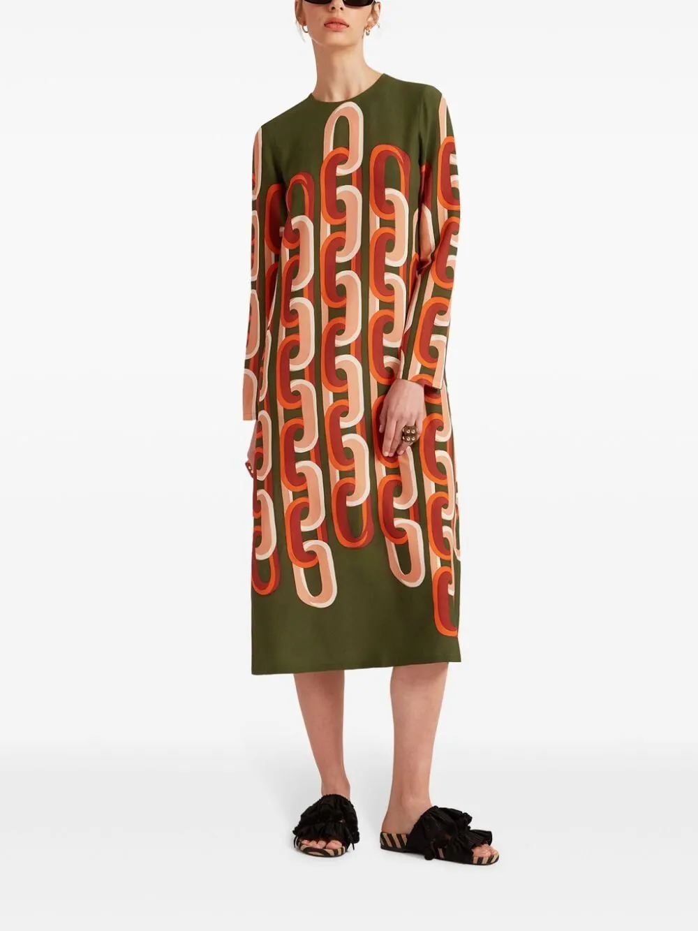 Chain Print Midi Dress