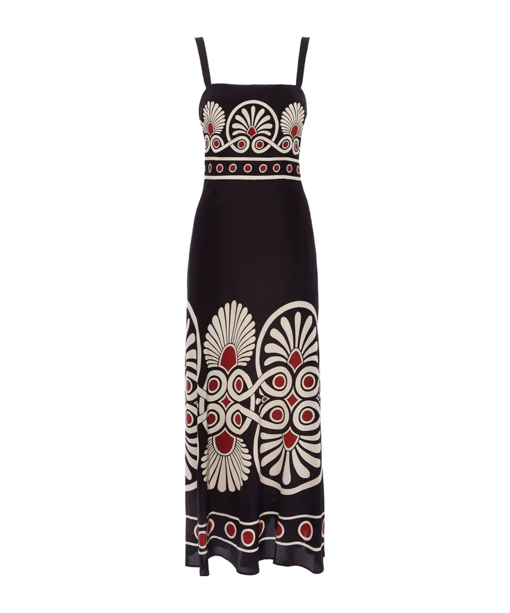 Slip-Around Geometric-Print Dress