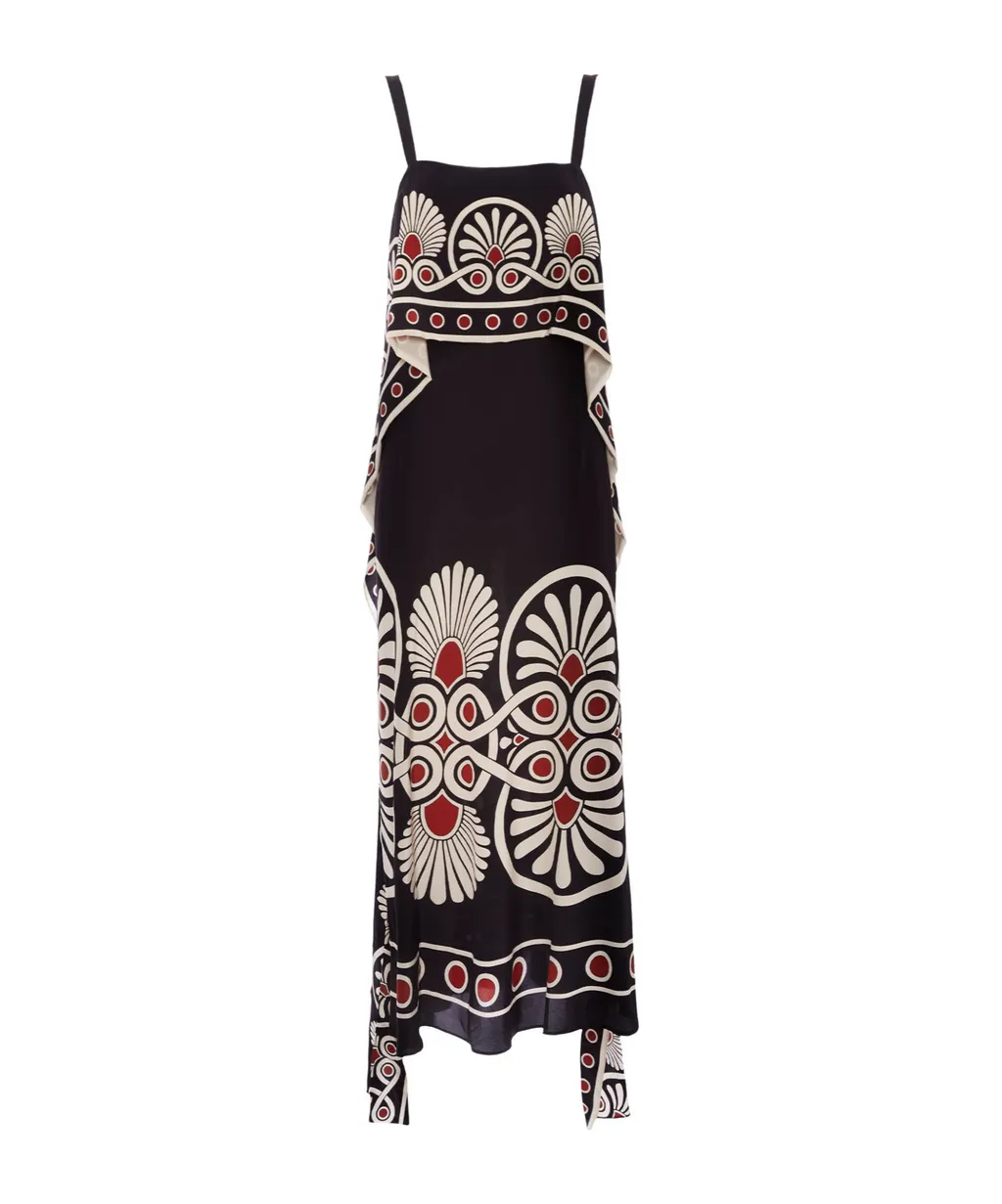 Slip-Around Geometric-Print Dress