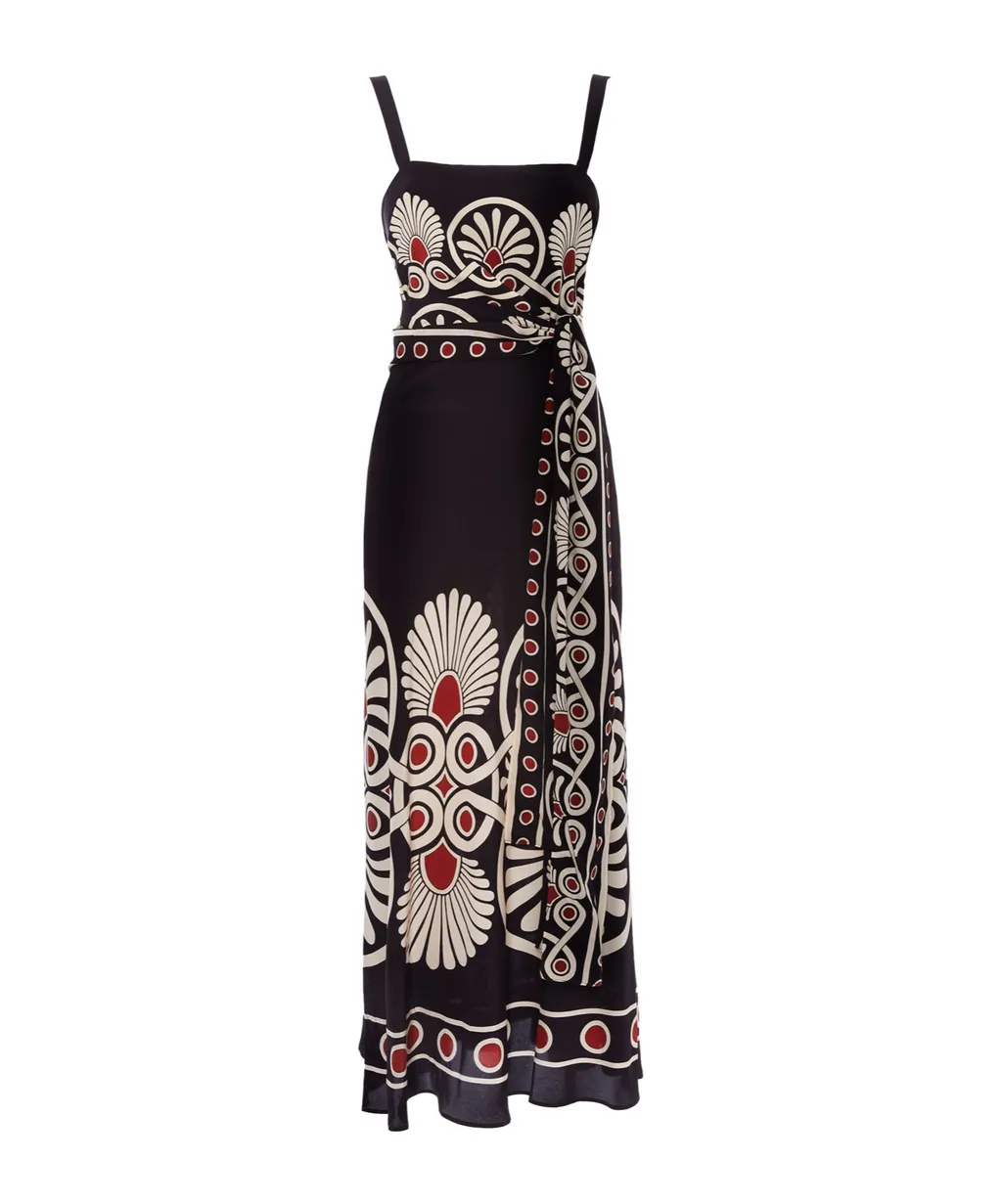 Slip-Around Geometric-Print Dress