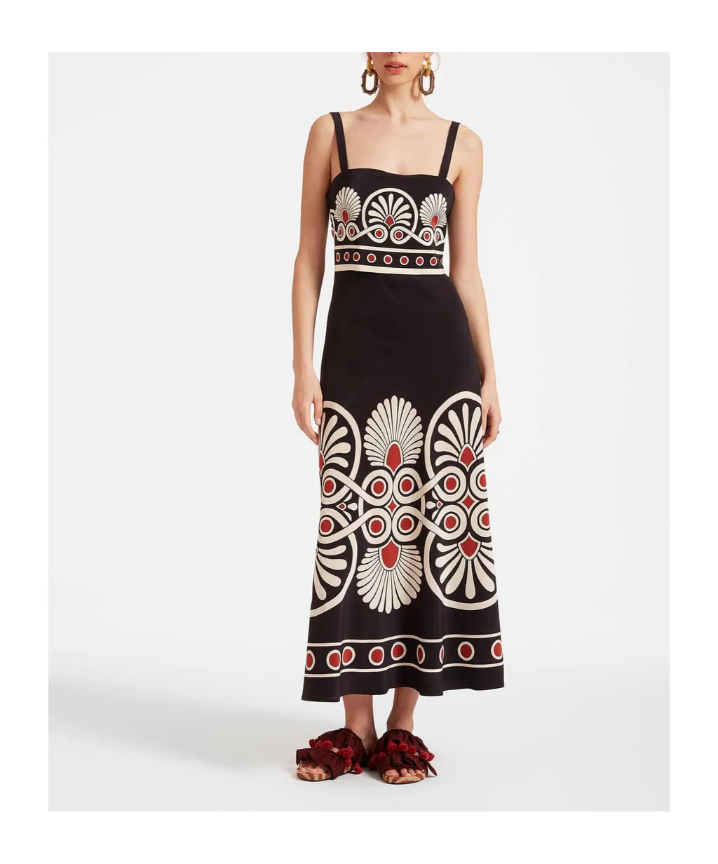 Slip-Around Geometric-Print Dress
