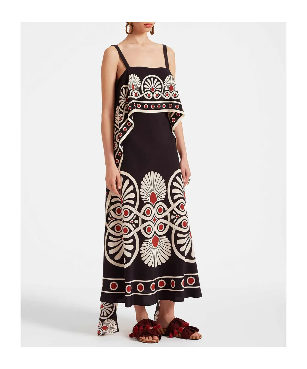 Slip-Around Geometric-Print Dress