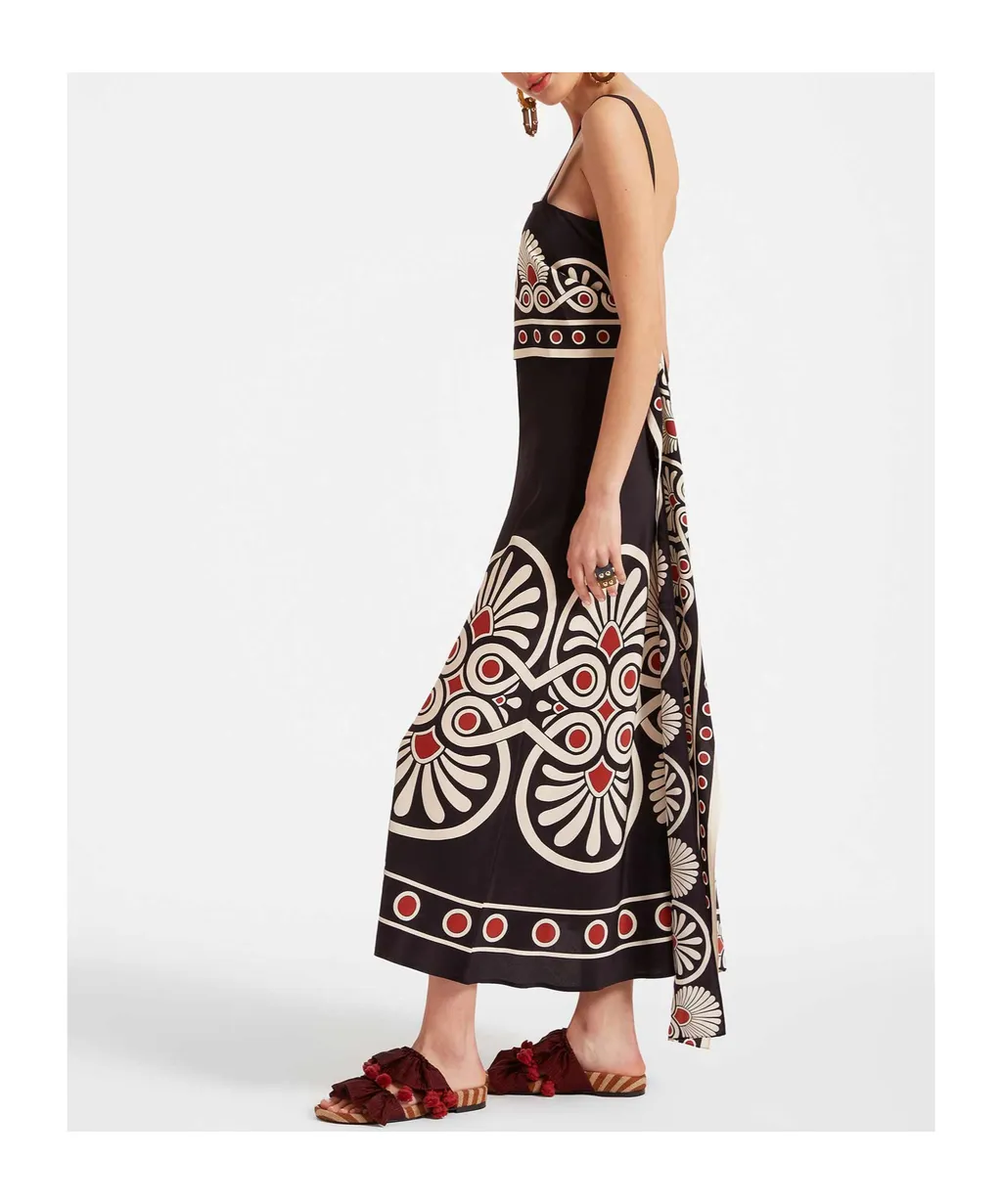 Slip-Around Geometric-Print Dress