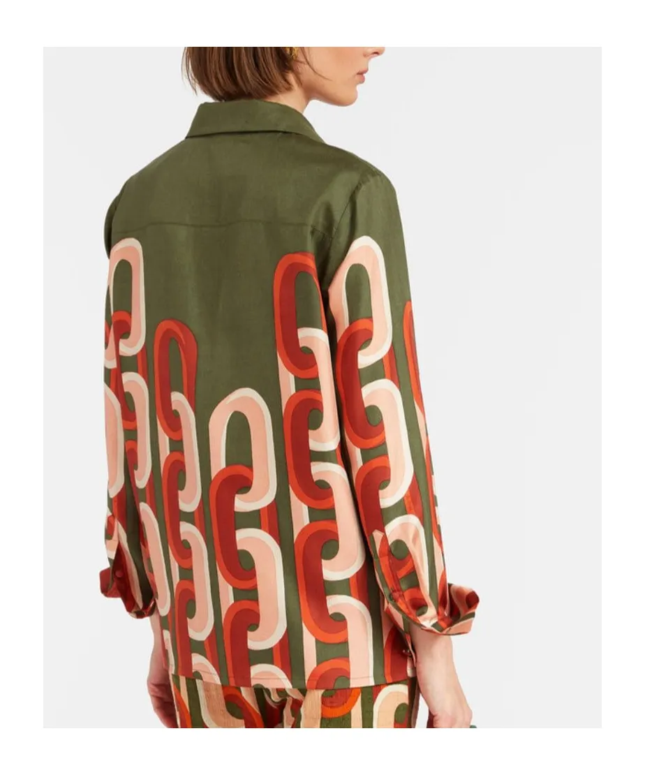 Silk Geometric Print Shirt
