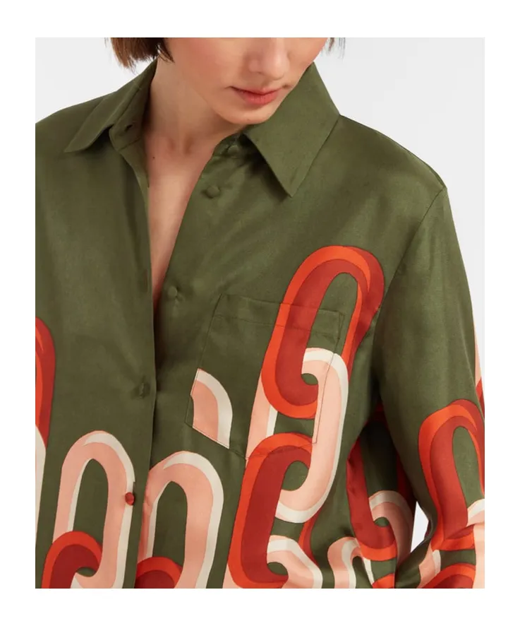 Silk Geometric Print Shirt