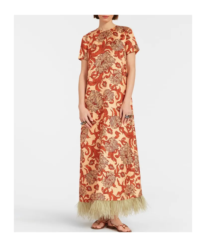 Swing Feather-Trimmed Dress