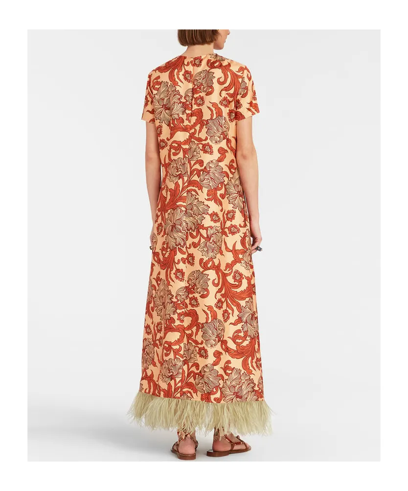 Swing Feather-Trimmed Dress